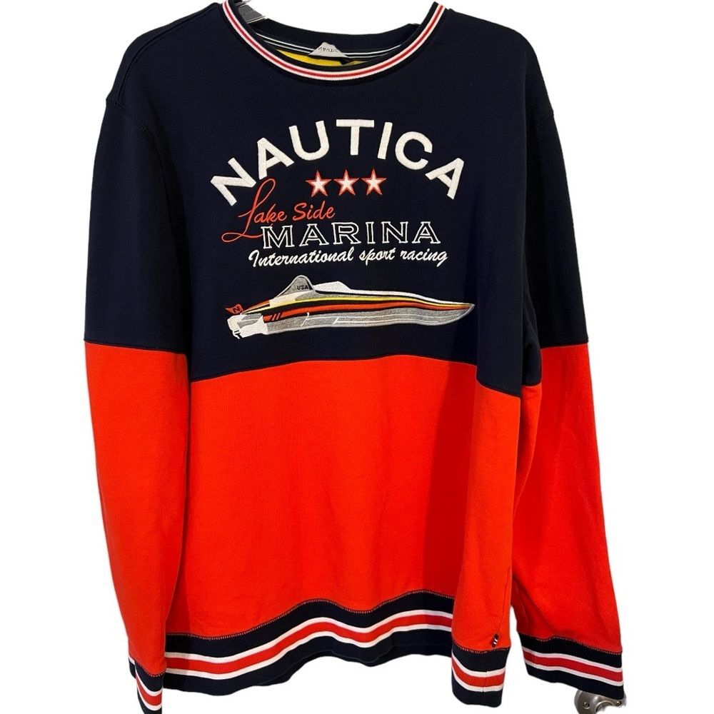 Nautica Embroidered Lake Side International Racing Men’s Pullover Shirt Size XL